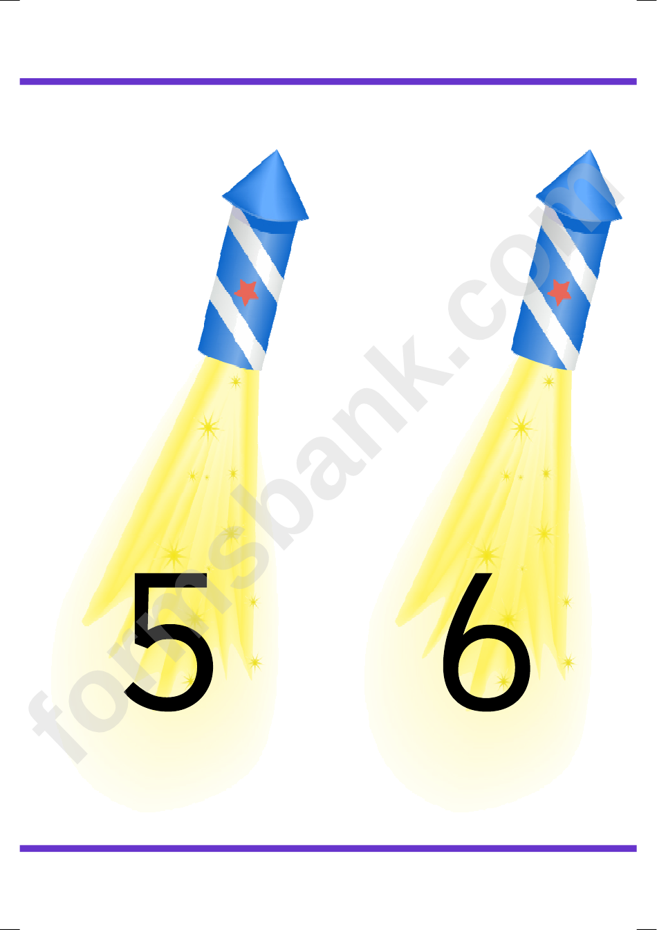 Firework Number Banner Template - 0-20