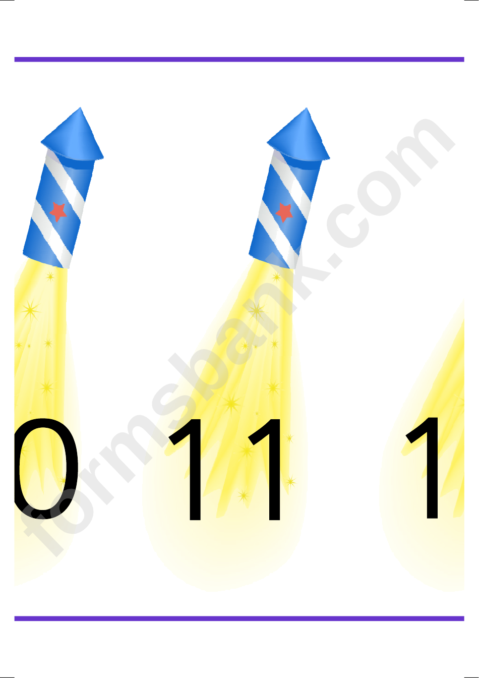 Firework Number Banner Template - 0-20