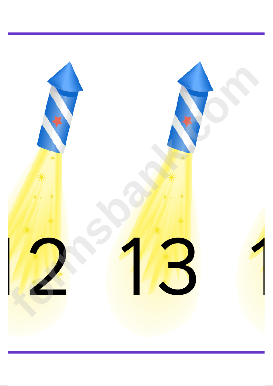 Firework Number Banner Template - 0-20