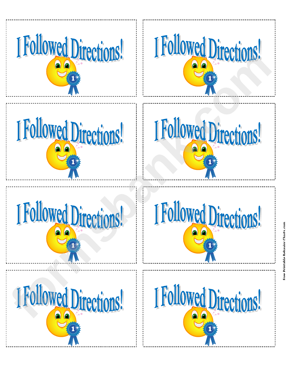 I Followed Directions Gift Coupon Template