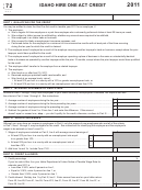 Form 72 - Idaho Hire One Act Credit - 2011