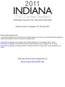 Form It-40 - Indiana Full-year Resident Individual Income Tax Instruction Booklet - 2011