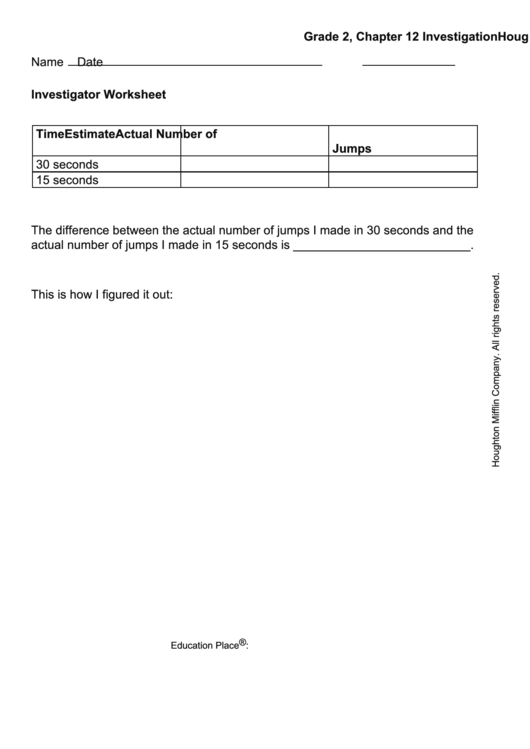 Grade 2 Investigator Math Worksheet Printable pdf