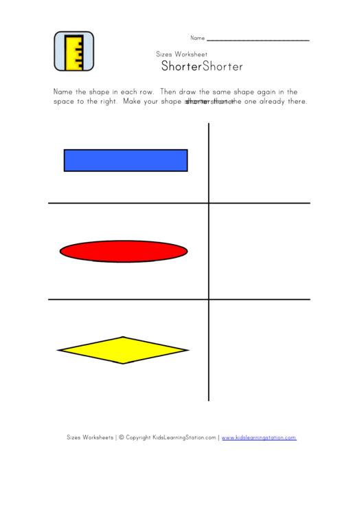 Shorter Sizes Worksheet Printable pdf