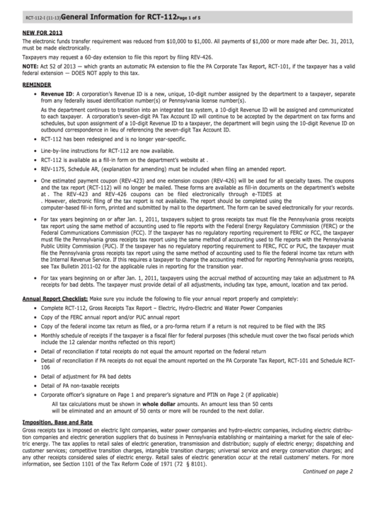 General Information For Rct-112 Printable pdf