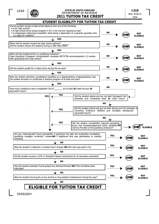 Form I-319 - Student Eligibility For Tuition Tax Credit - 2011 Printable pdf