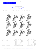 Number Recognition Counting To Twelve Worksheet
