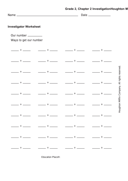 Investigator Math Worksheet Printable pdf