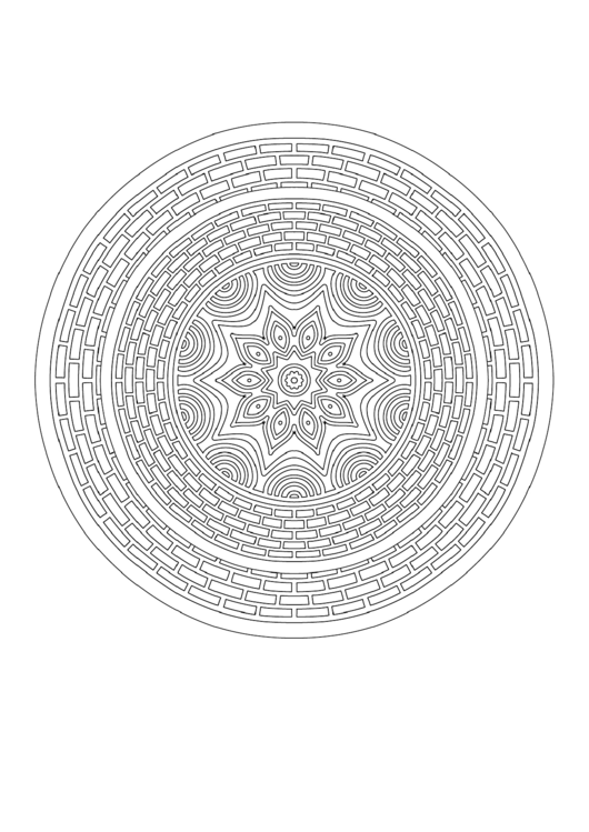 Brick Mandala Adult Coloring Page Printable pdf