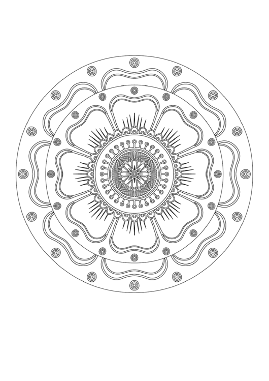 Flower Mandala Adult Coloring Page Printable pdf