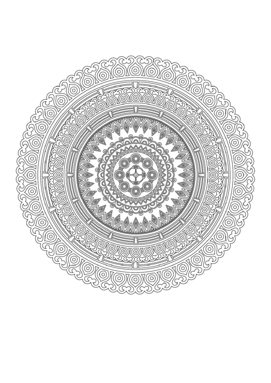 Circles Mandala Adult Coloring Page Printable pdf