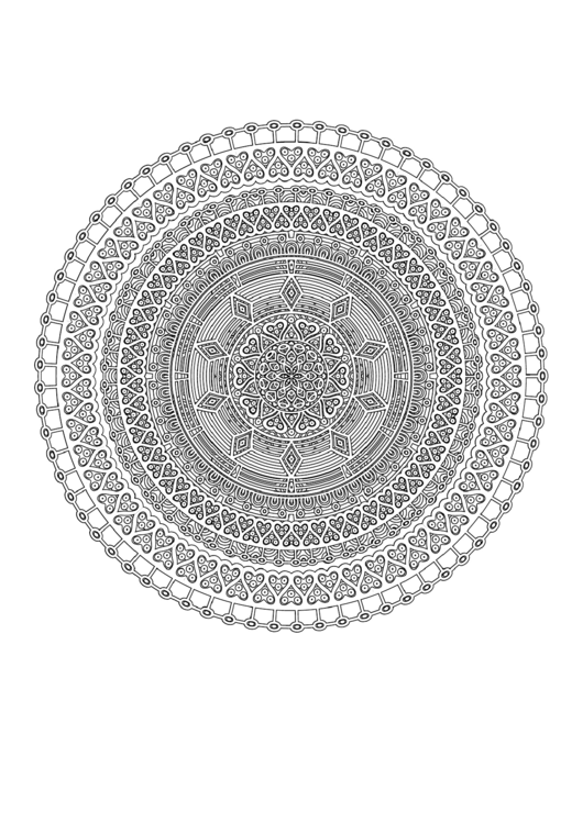 Heart Mandala Adult Coloring Page Printable pdf