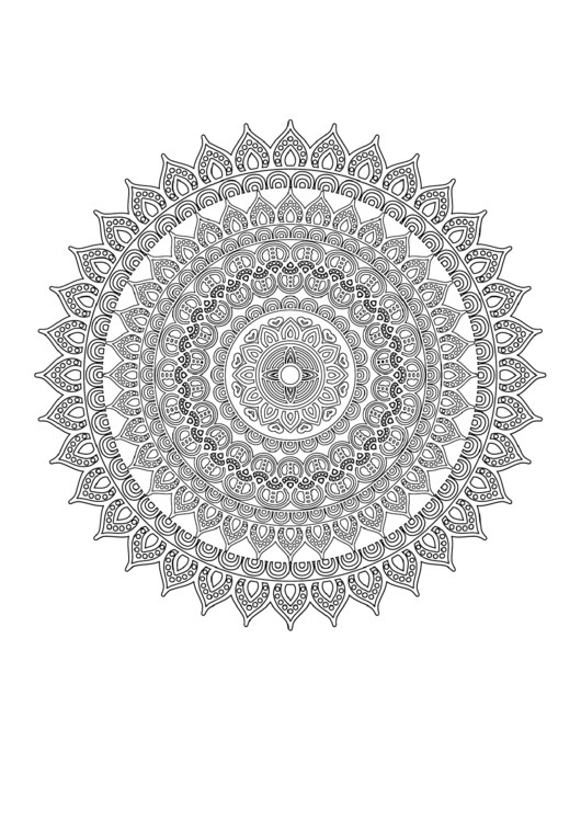 Pretty Mandala Adult Coloring Page Printable pdf