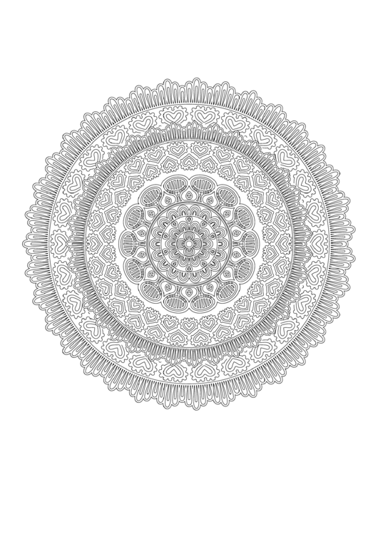 Romantic Mandala Adult Coloring Page Printable pdf