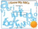I Know My Abcs Certificate