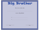 Big Brother Certificate Template