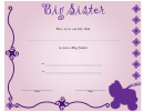 Big Sister Certificate
