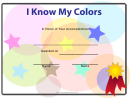 I Know My Colors Certificate