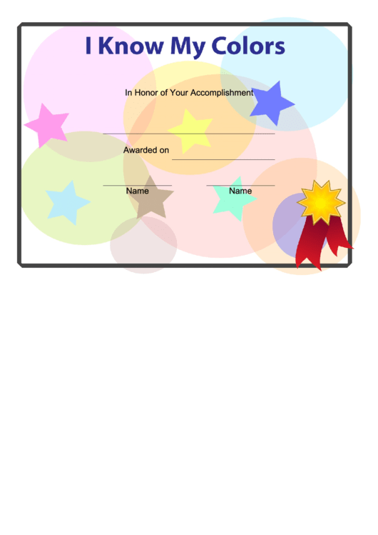 I Know My Colors Certificate Printable pdf