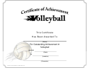 Volleyball Certificate Of Achievement