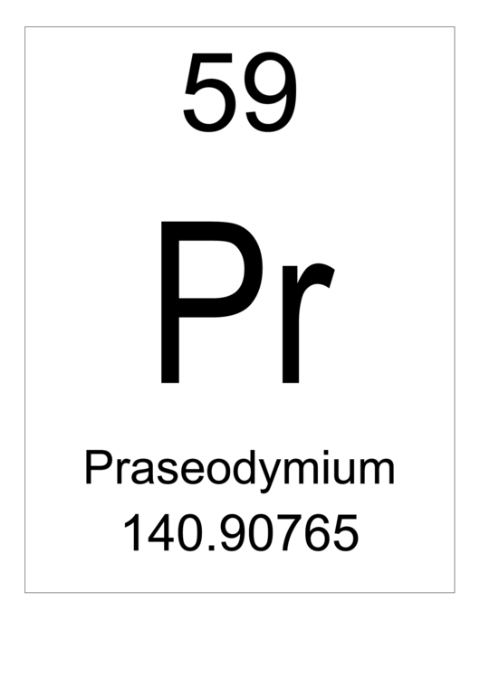 59 Pr Chemical Element Poster Template - Praseodymium Printable pdf