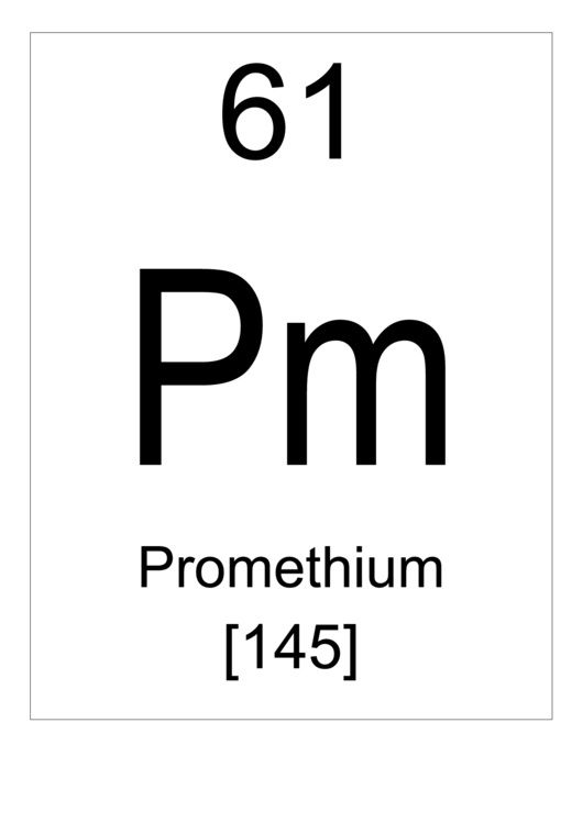 61 Pm Chemical Element Poster Template - Promethium Printable pdf