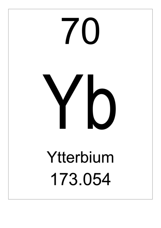 70 Yb Chemical Element Poster Template - Ytterbium Printable pdf