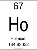 67 Ho Chemical Element Poster Template - Holmium