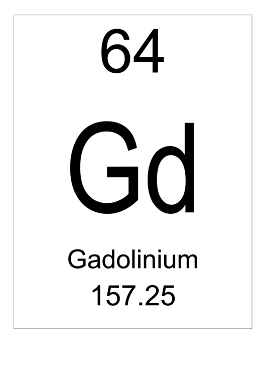 64 Gd Chemical Element Poster Template - Gadolinium Printable pdf