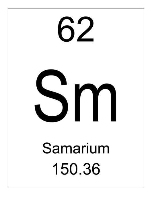 62 Sm Chemical Element Poster Template - Samarium Printable pdf