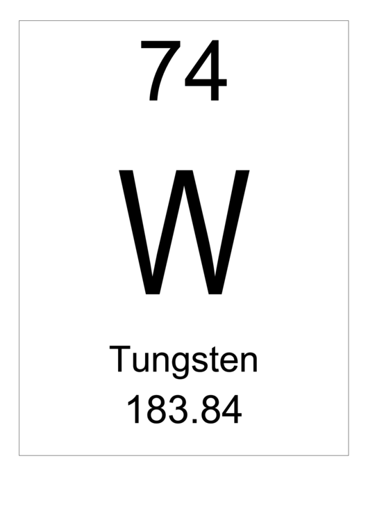 74 W Chemical Element Poster Template - Tungsten Printable pdf