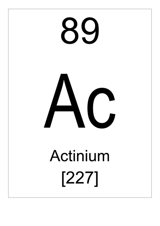 89 Ac Chemical Element Poster Template - Actinium Printable pdf