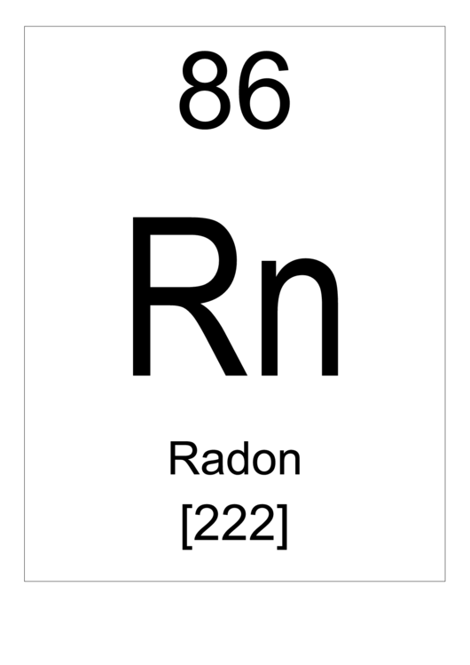 86 Rn Chemical Element Poster Template - Radon printable pdf download