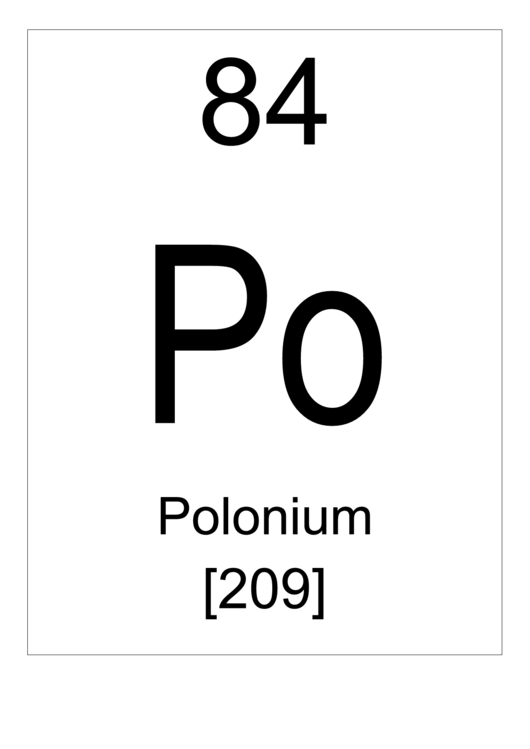 84 Po Chemical Element Poster Template - Polonium Printable pdf