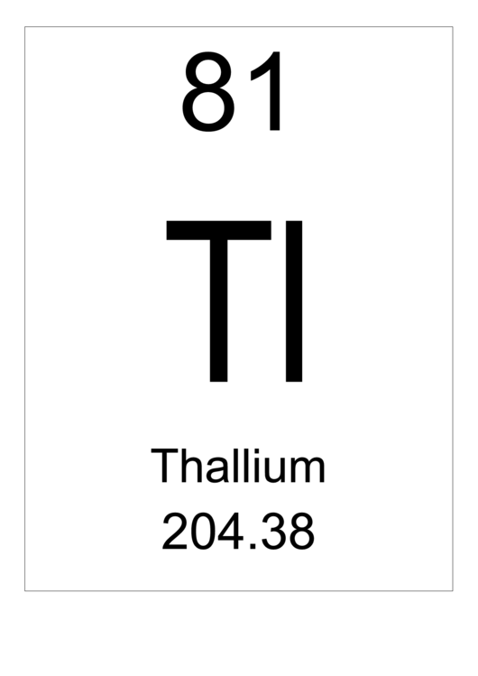 81 Tl Chemical Element Poster Template - Thallium Printable pdf