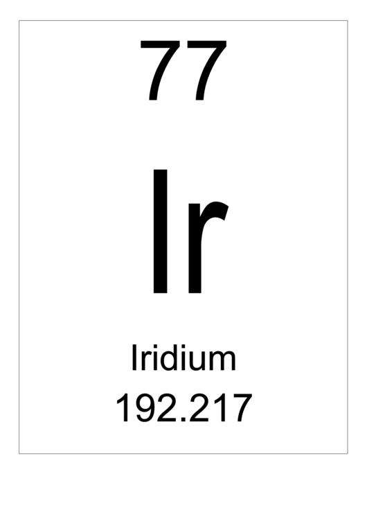 77 Ir Chemical Element Poster Template - Iridium Printable pdf