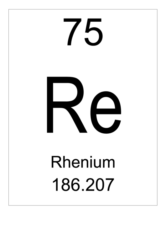 75 Re Chemical Element Poster Template - Rhenium Printable pdf