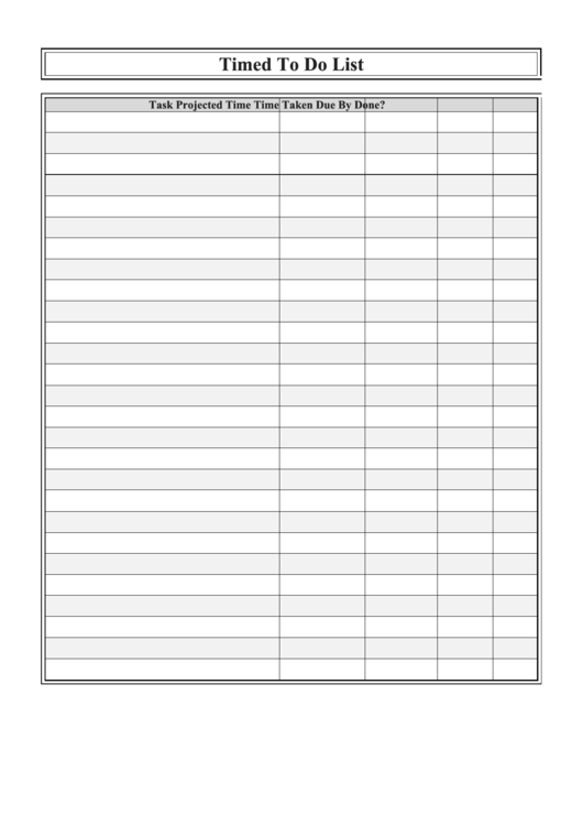 Timed To Do List With Tasks Printable pdf
