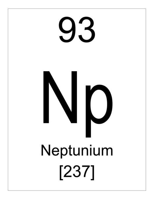 93 Np Chemical Element Poster Template - Neptunium Printable pdf