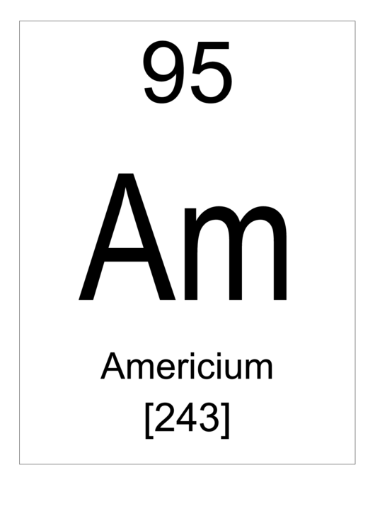 95 Am Chemical Element Poster Template - Americium Printable pdf