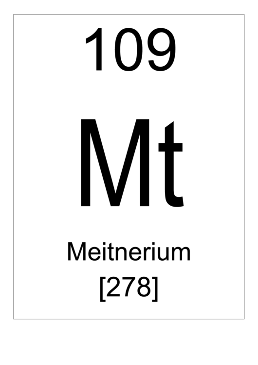 109 Mt Chemical Element Poster Template - Meitnerium Printable pdf
