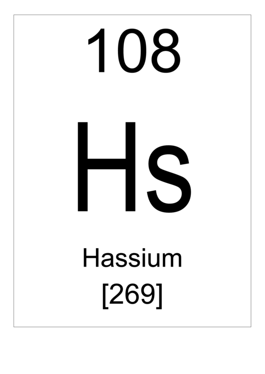 108 Hs Chemical Element Poster Template - Hassium Printable pdf