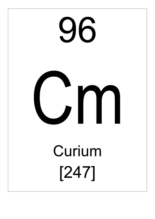 96 Cm Chemical Element Poster Template - Curium Printable pdf