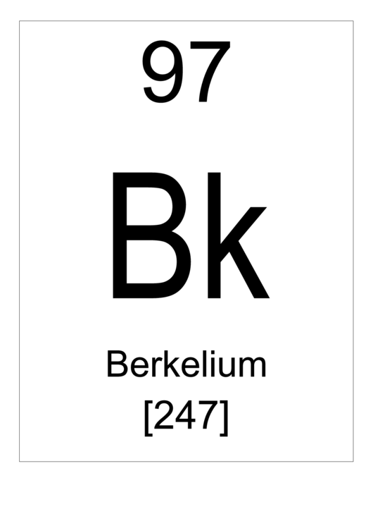 97 Bk Chemical Element Poster Template - Berkelium Printable pdf