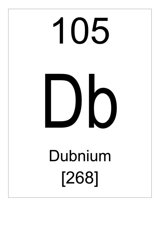 105 Db Chemical Element Poster Template - Dubnium Printable pdf