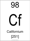98 Cf Chemical Element Poster Template - Californium