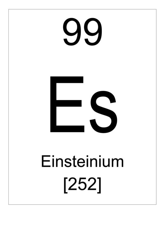 99 Es Chemical Element Poster Template - Einsteinium Printable pdf