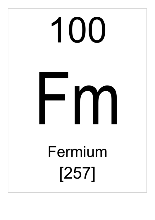 100 Fm Chemical Element Poster Template - Fermium Printable pdf