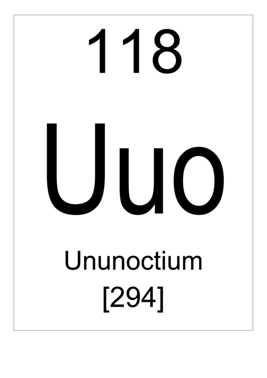 118 Uuo Chemical Element Poster Template - Ununoctium Printable pdf