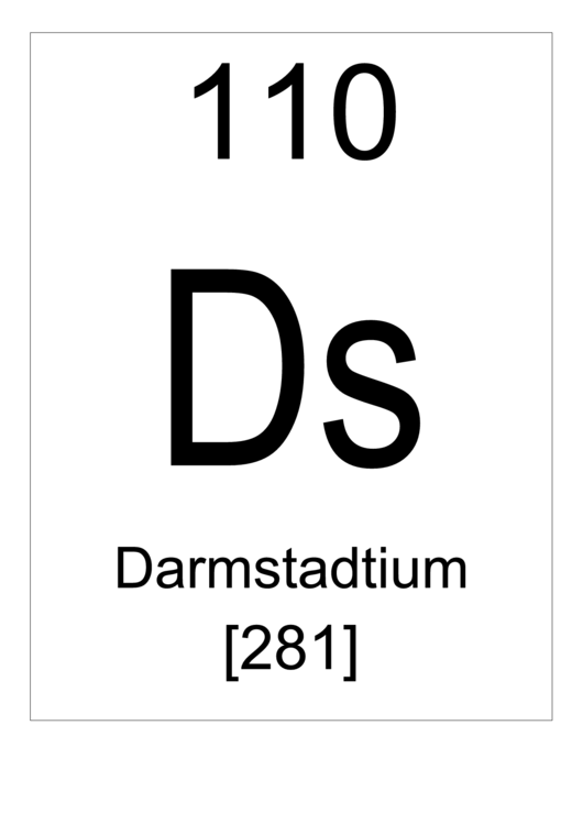 110 Ds Chemical Element Poster Template - Darmstadtium Printable pdf